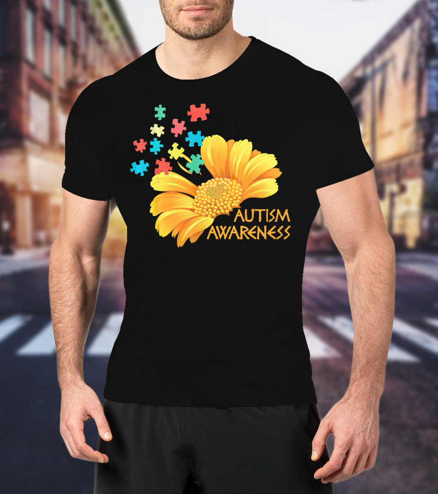 Sunflower Autism Awareness Puzzle Pieces T-Shirt