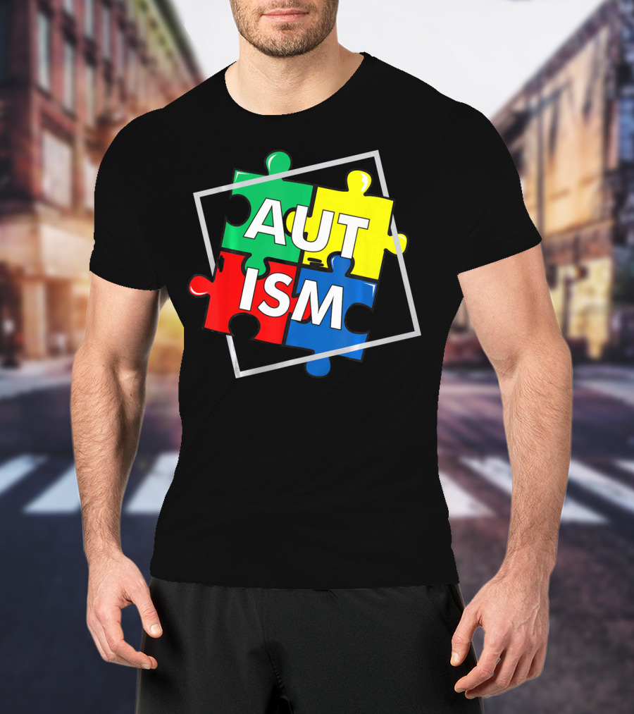 Autism Puzzle Awareness Day Colorful Puzzle Pieces T-Shirt