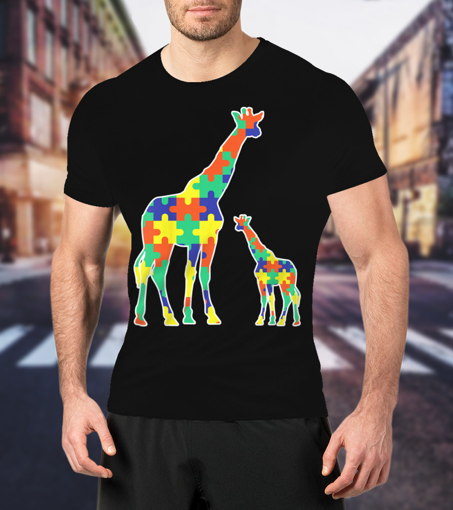 Kids Cute Autism Awareness Giraffes Puzzle T-Shirt