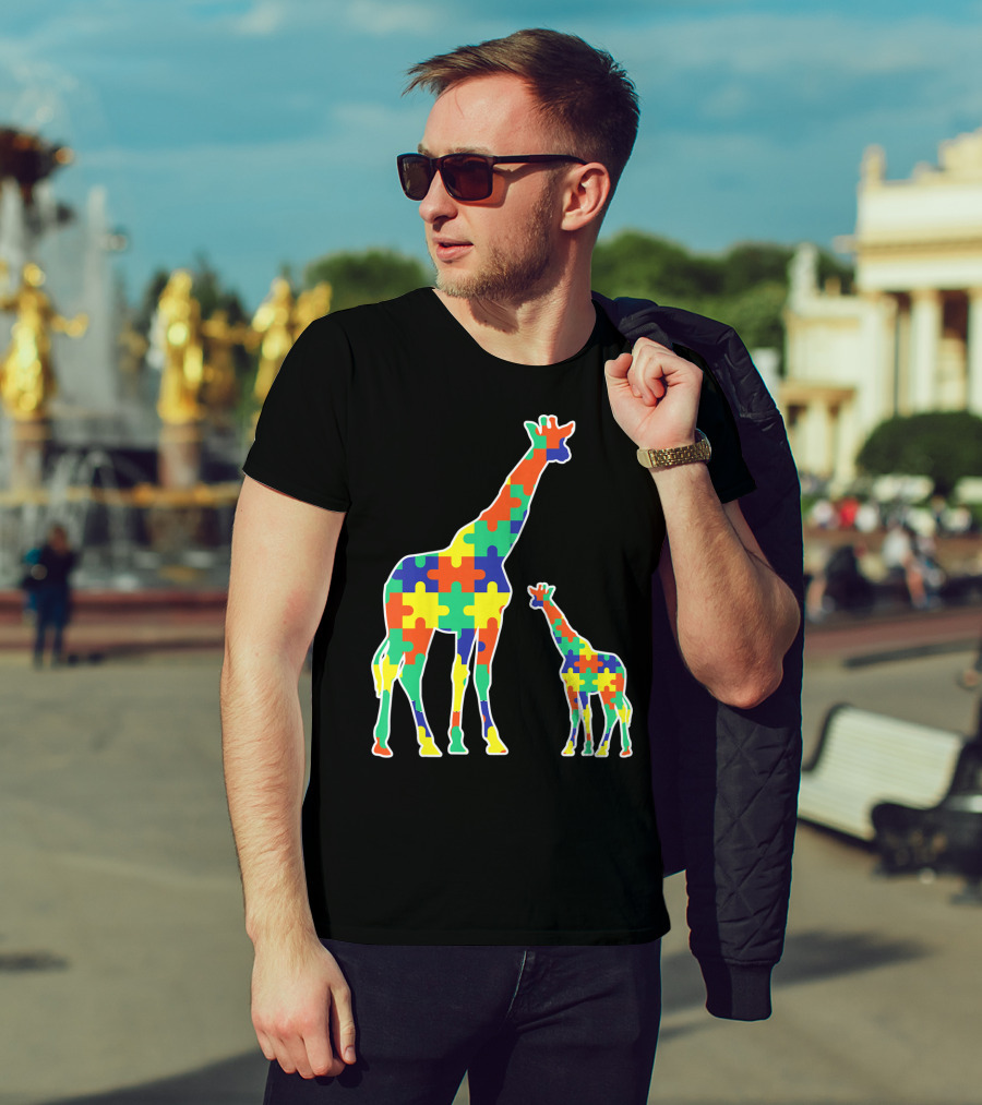 Kids Cute Autism Awareness Giraffes Puzzle T-Shirt