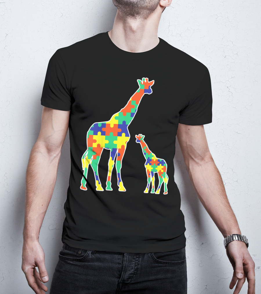 Kids Cute Autism Awareness Giraffes Puzzle T-Shirt