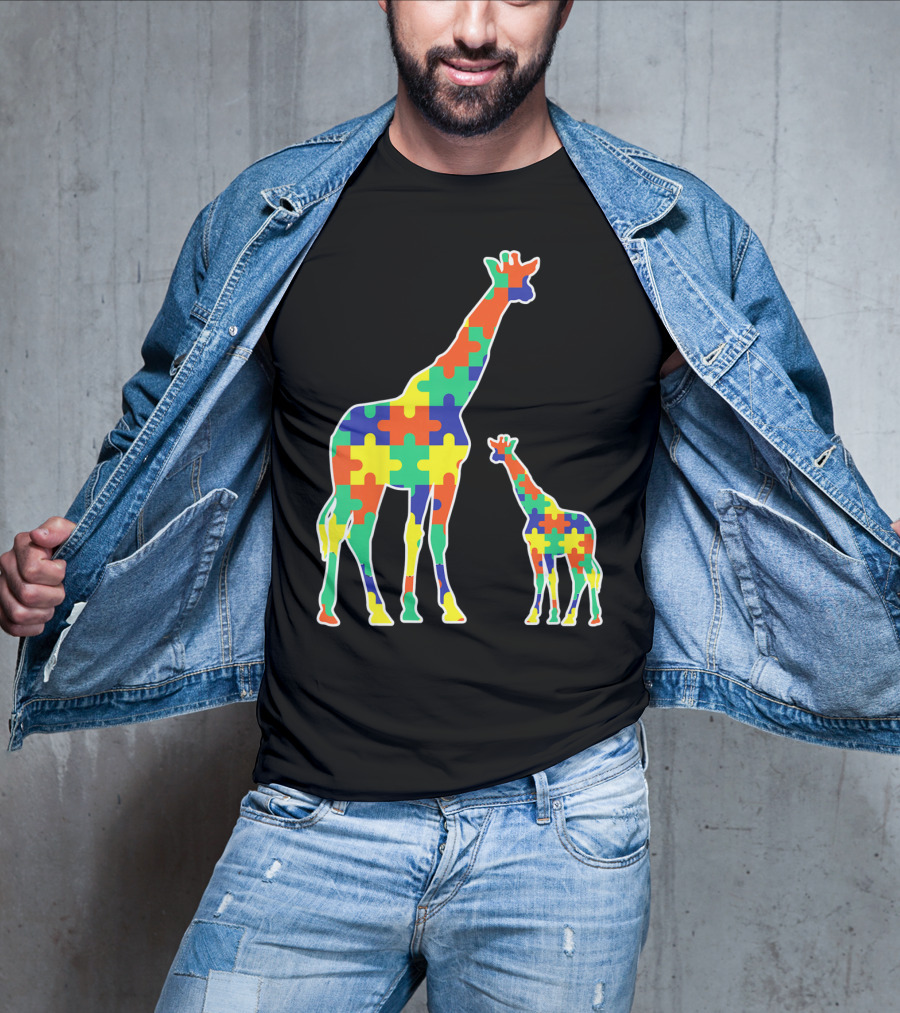 Kids Cute Autism Awareness Giraffes Puzzle T-Shirt