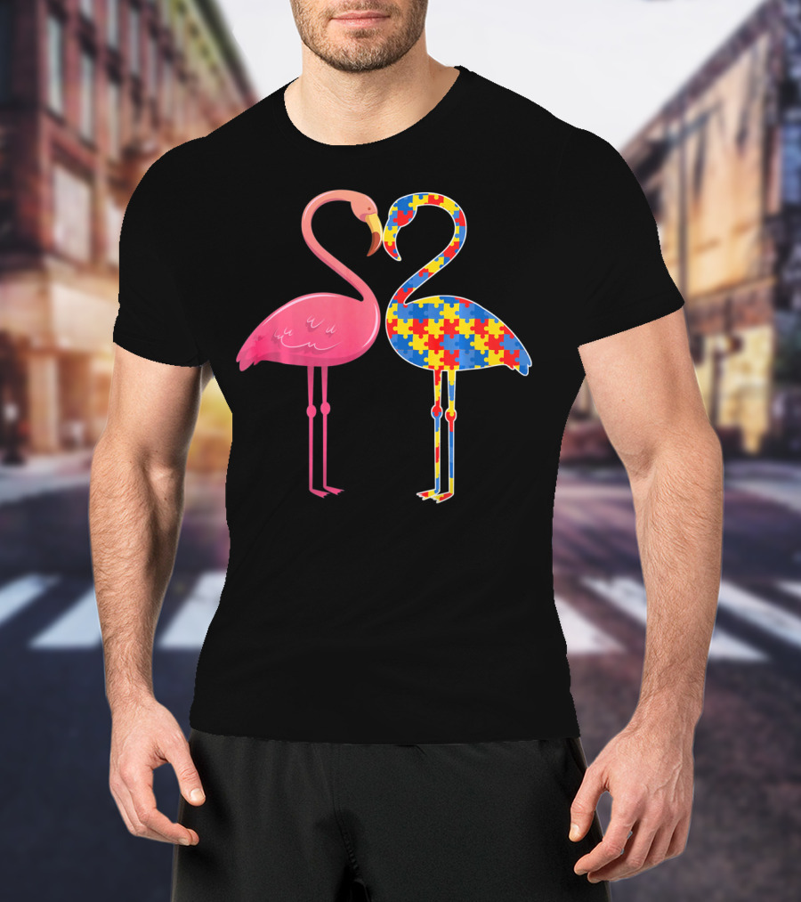 Flamingo Puzzle Autism Awareness T-Shirt