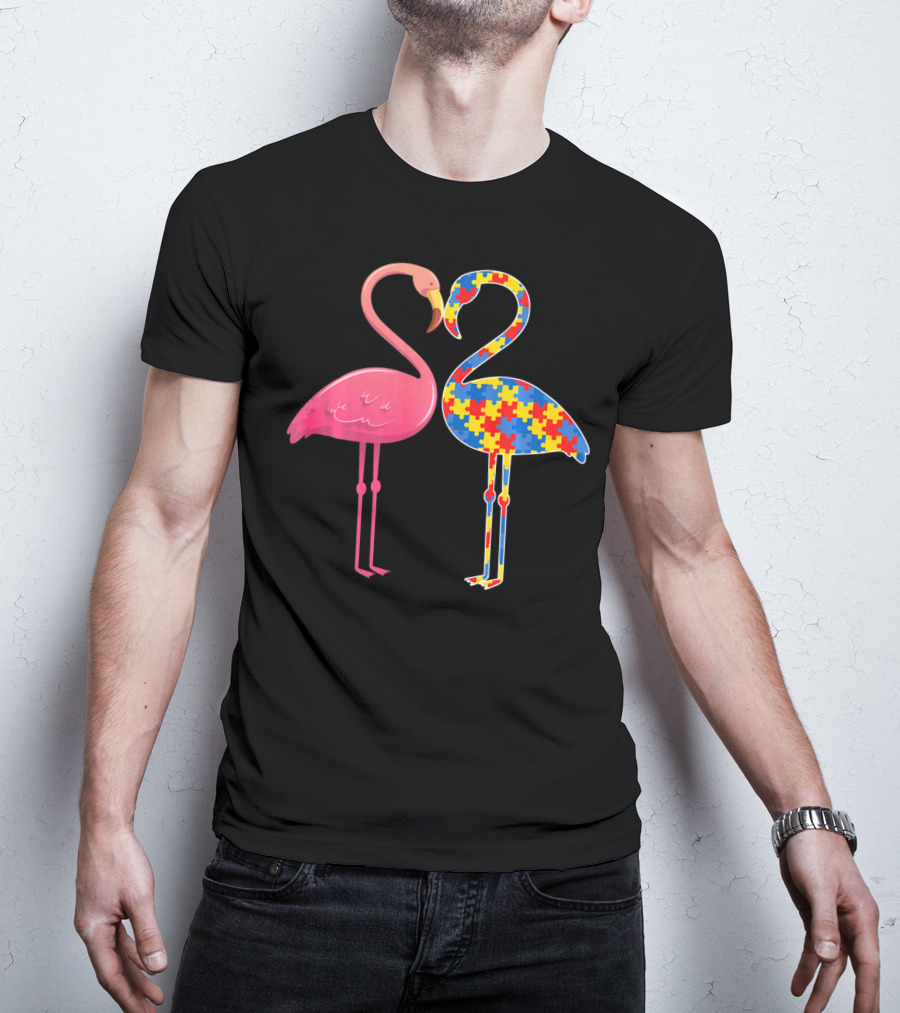 Flamingo Puzzle Autism Awareness T-Shirt