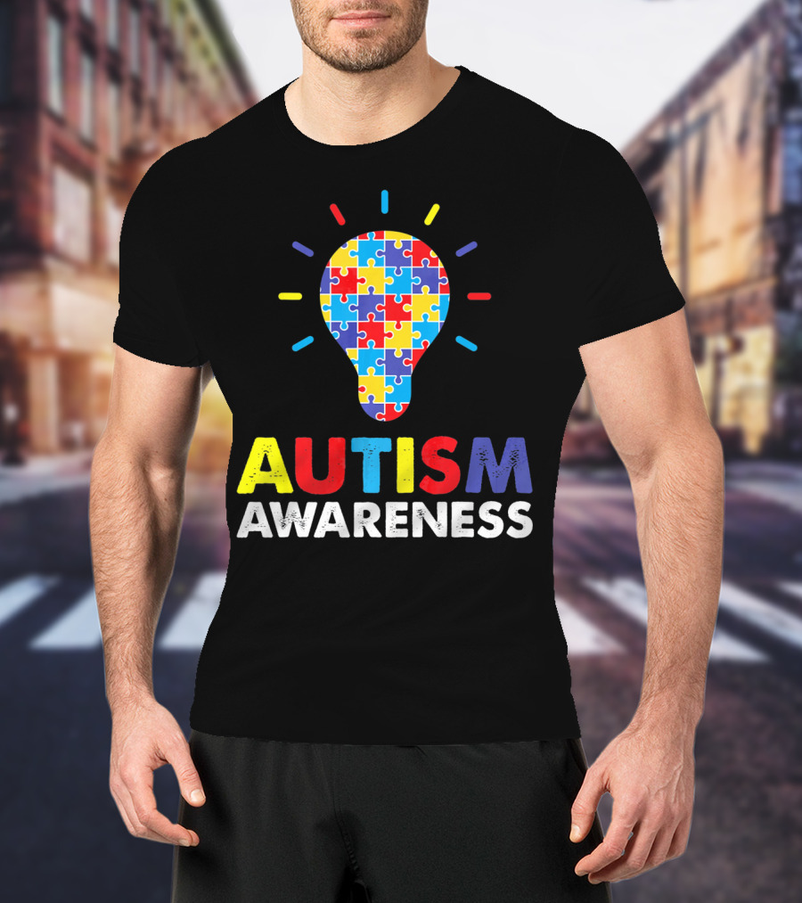 Autism Awareness Puzzle Piece Light Bulb Special Needs T-Shirt