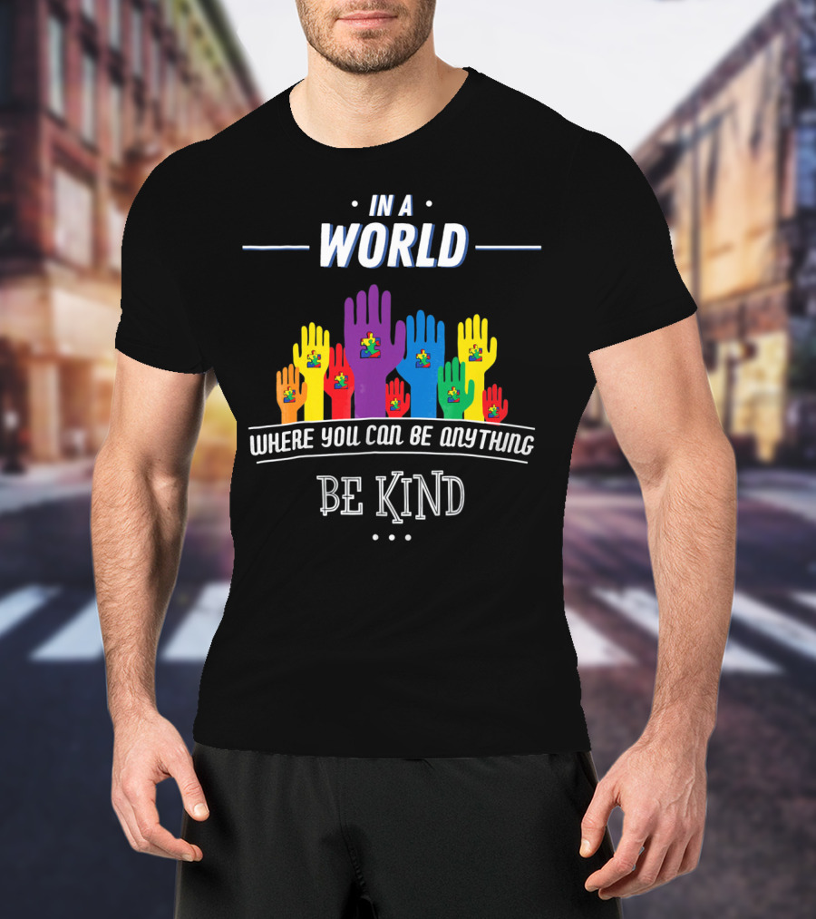 In A World Where You Can Be Anything Be Kind Autism Awareness Teacher Choose T-Shirt