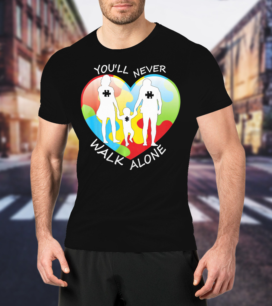 You'll Never Walk Alone Puzzle Family Heart T-Shirt