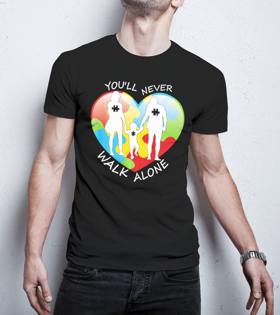You'll Never Walk Alone Puzzle Family Heart T-Shirt