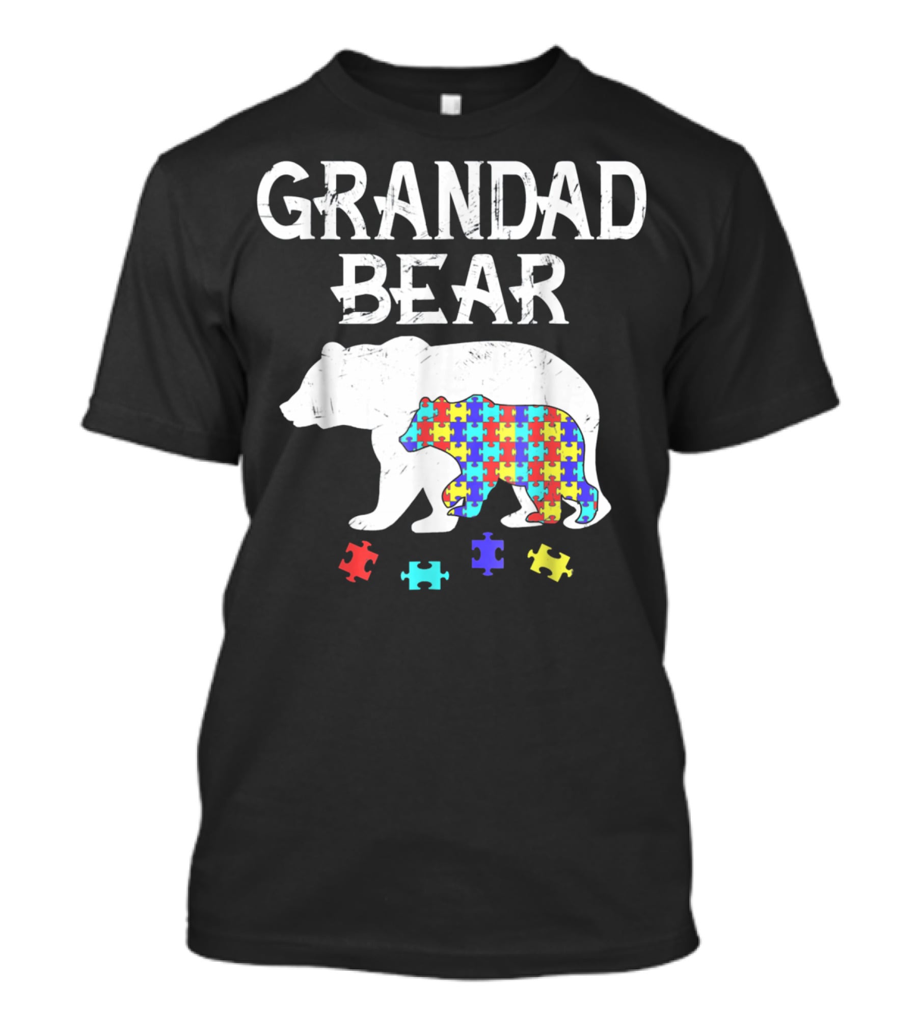 Grandad Bear Autism Awareness Puzzle Bear T-Shirt