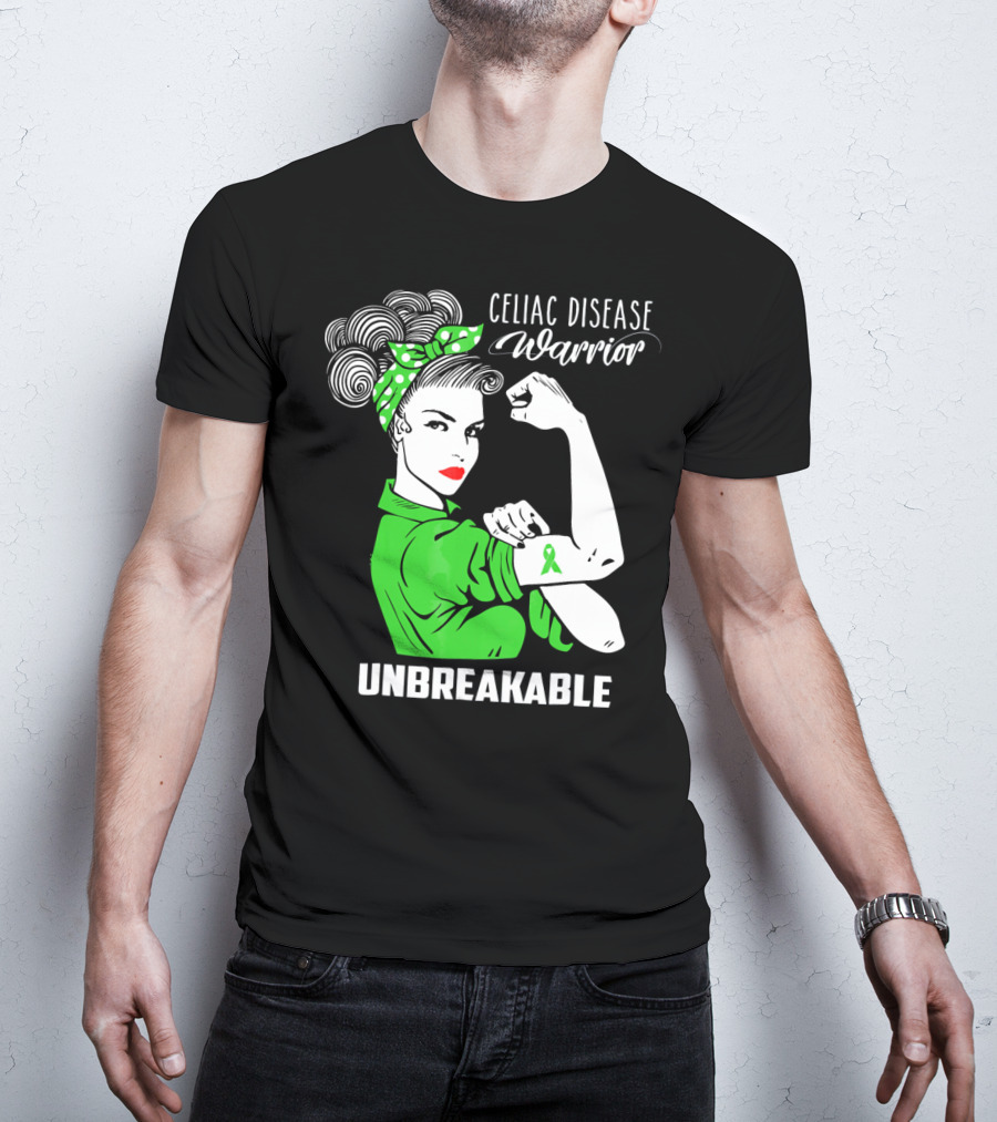 Celiac Disease Warrior Unbreakable Rosie The Riveter T-Shirt