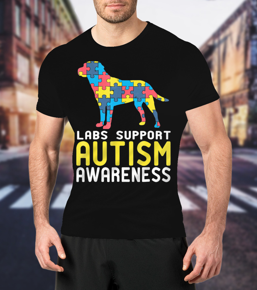 Labs Support Autism Awareness Puzzle Labrador T-Shirt