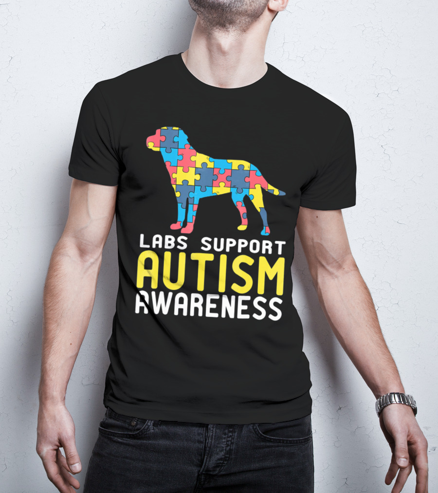 Labs Support Autism Awareness Puzzle Labrador T-Shirt