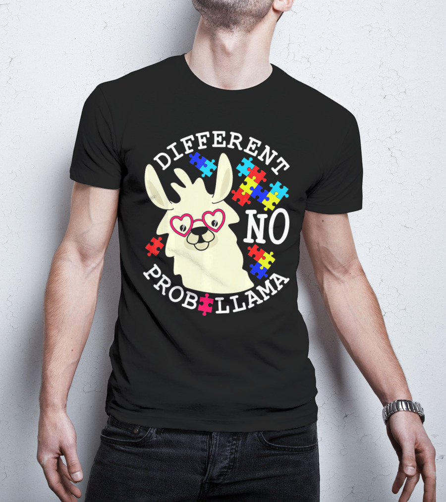 Different No Probllama Autism Awareness T-Shirt