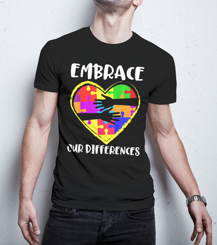 Embrace Our Differences Autism Awareness Heart Puzzle T-Shirt