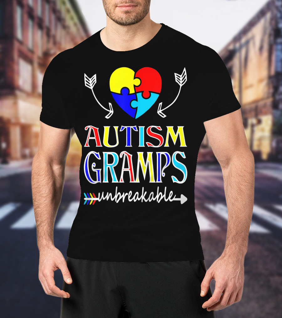 Autism Gramps Unbreakable Heart Puzzle Arrows Awareness T-Shirt