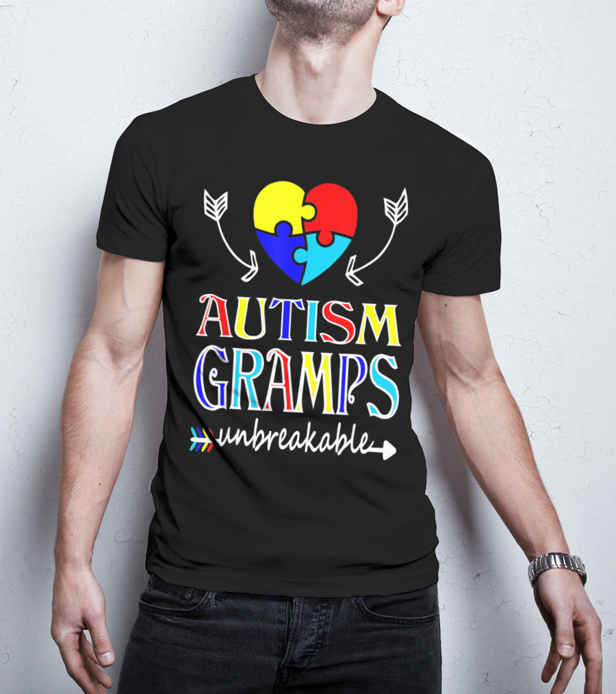 Autism Gramps Unbreakable Heart Puzzle Arrows Awareness T-Shirt