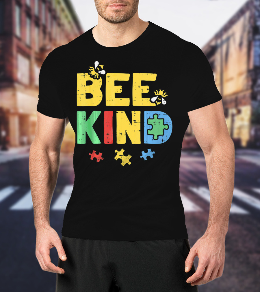 BEE KIND Puzzle Autism Awareness Bees T-Shirt