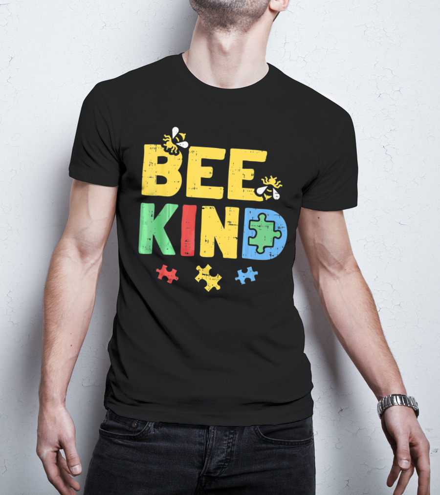 BEE KIND Puzzle Autism Awareness Bees T-Shirt