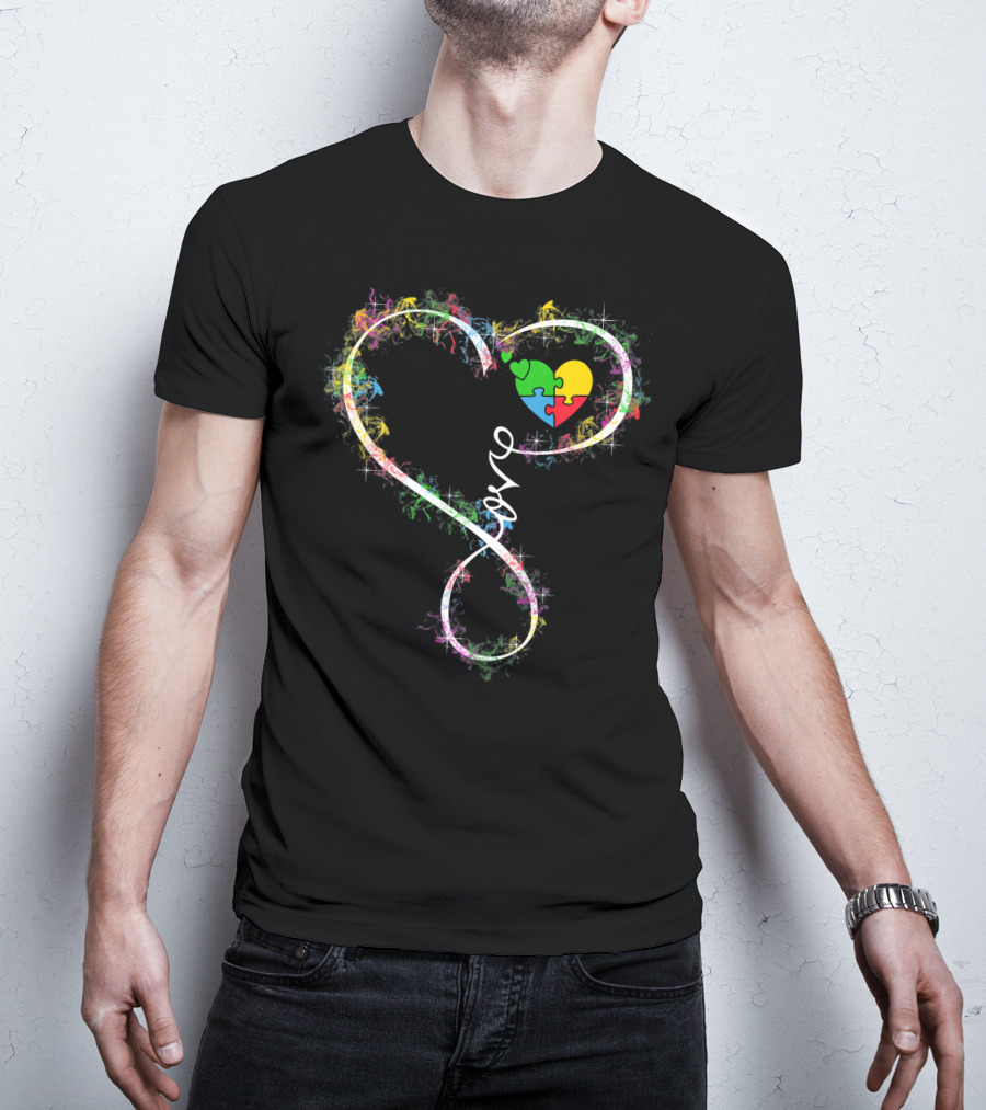 Kids Love Colorful Puzzle Heart Autism Awareness T-Shirt