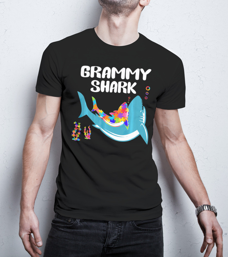 GRAMMY SHARK Autism Awareness Puzzle Shark T-Shirt