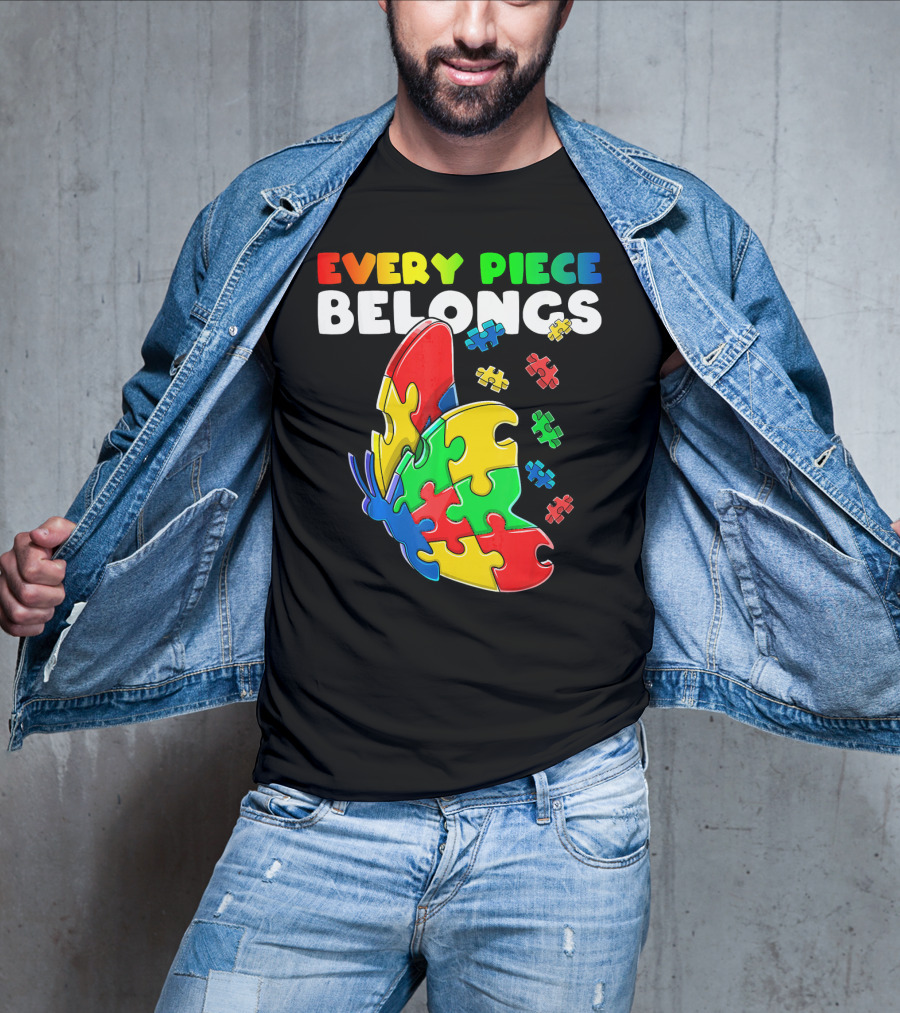 Every Piece Belongs Autism Awareness Butterfly Puzzle Pieces T-Shirt