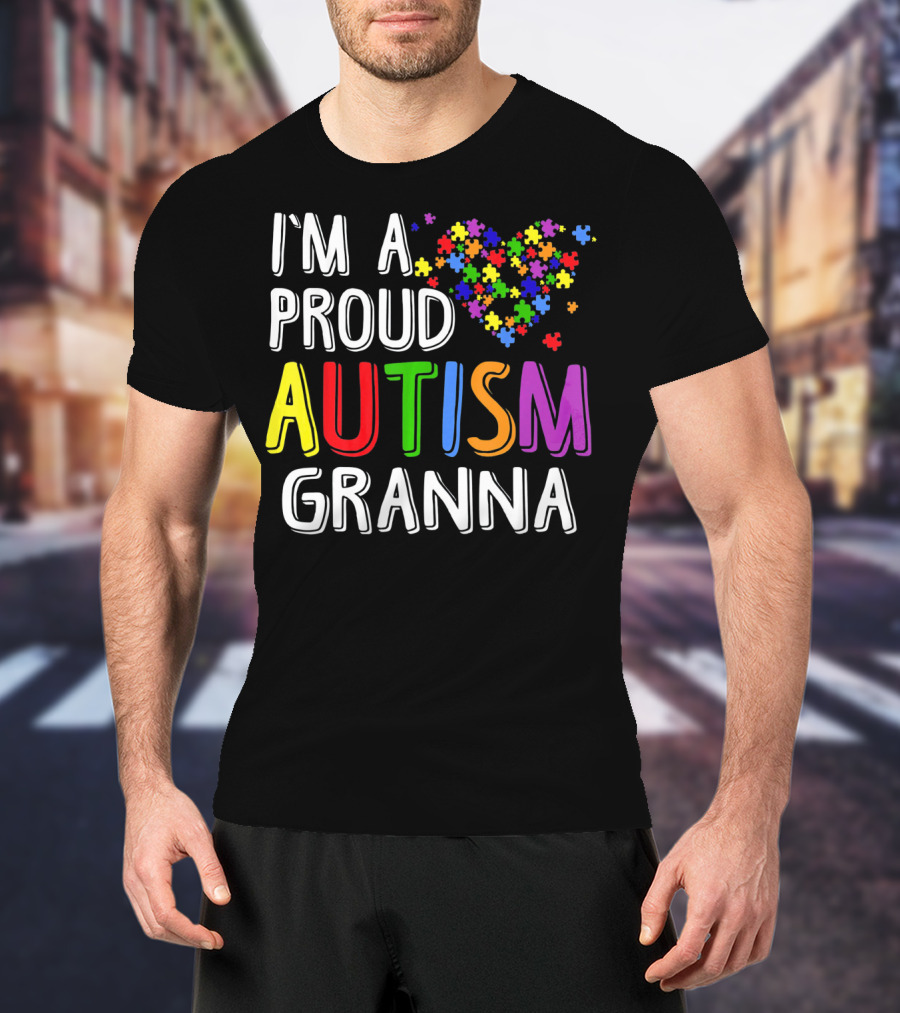 I'M A PROUD AUTISM GRANNA Puzzle Heart T-Shirt