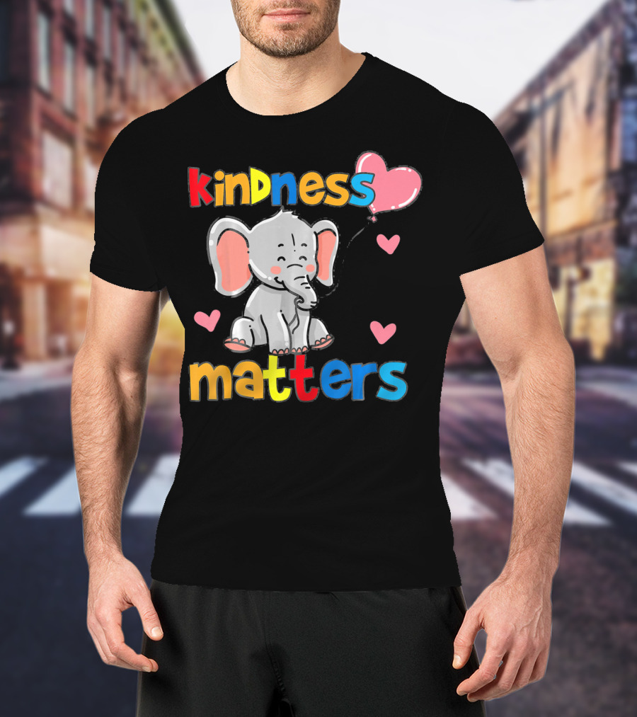 Kindness Matters Autism Awareness Elephant With Hearts T-Shirt