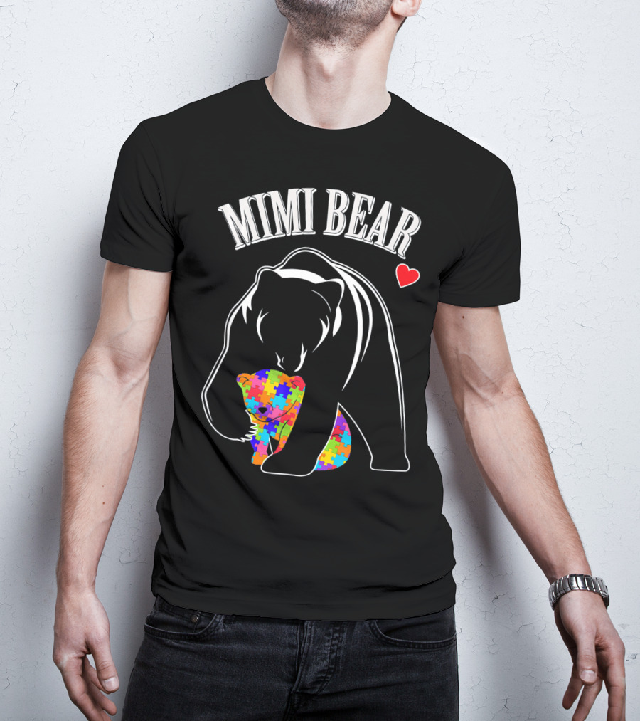 Mimi Bear Autism Awareness Love Puzzle Heart T-Shirt