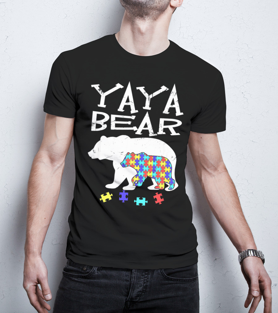 Yaya Bear Autism Awareness Puzzle Bear T-Shirt