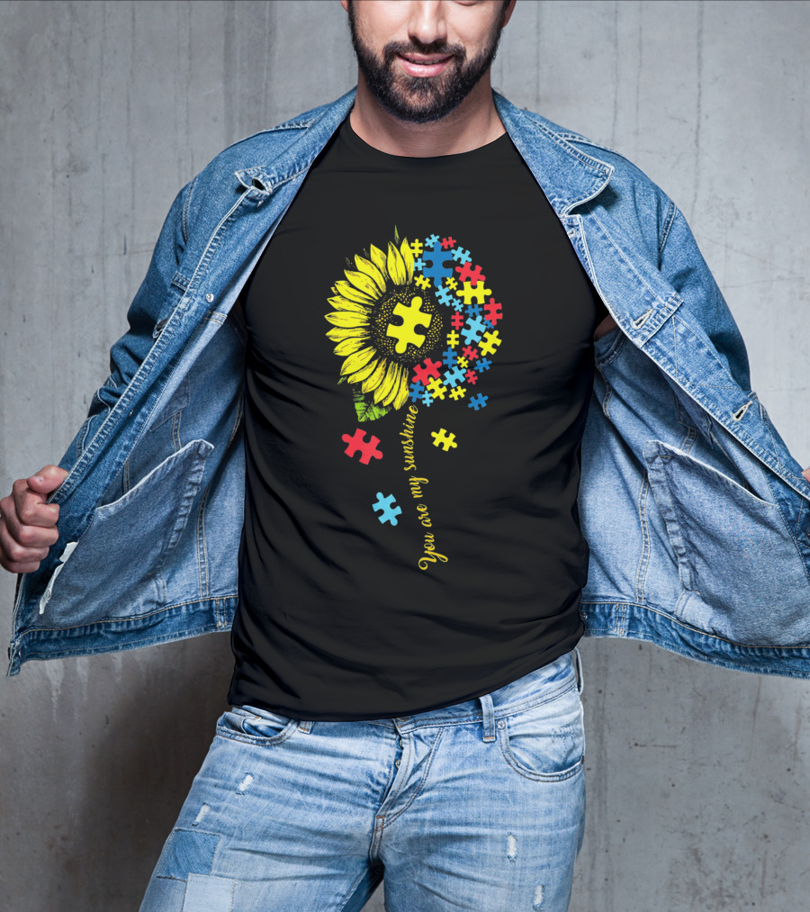 You Are My Sunshine Autism Sunflower Puzzle Pieces T-Shirt
