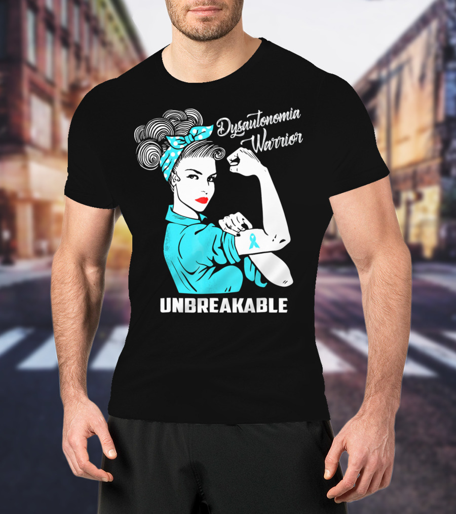 Dysautonomia Warrior Unbreakable Retro Rosie The Riveter T-Shirt