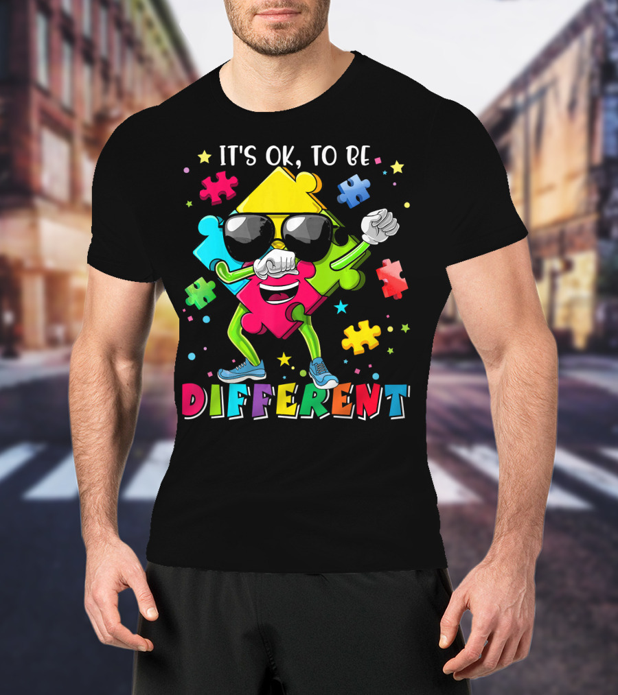 It's OK To Be Different Puzzle Piece Autism Awareness T-Shirt