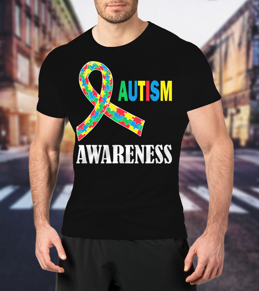 Autism Awareness Puzzle Ribbon Social Interaction Auti T-Shirt