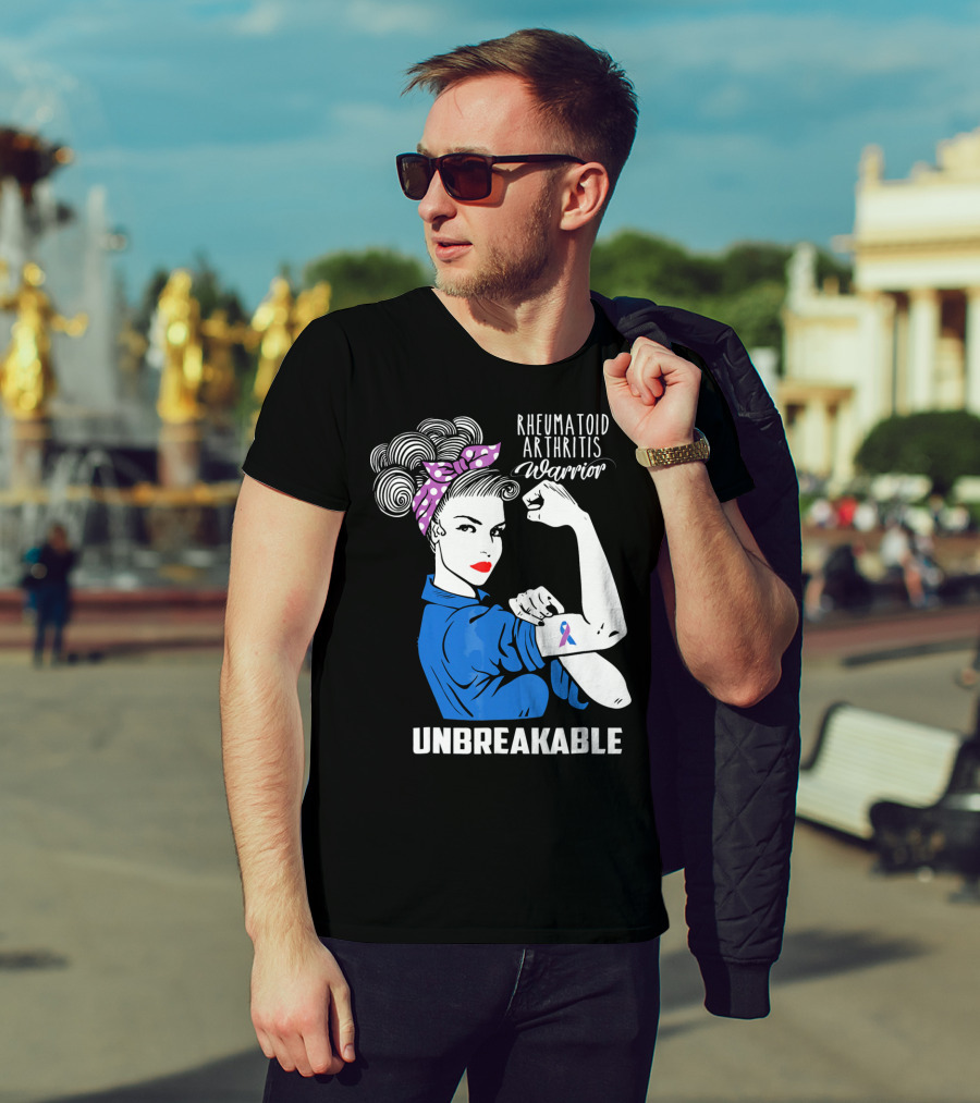 Rheumatoid Arthritis Warrior Unbreakable Rosie Riveter T-Shirt