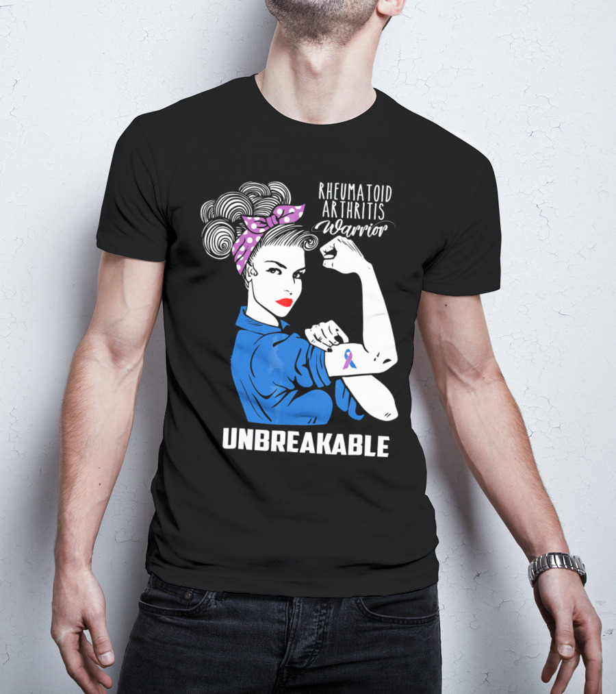 Rheumatoid Arthritis Warrior Unbreakable Rosie Riveter T-Shirt