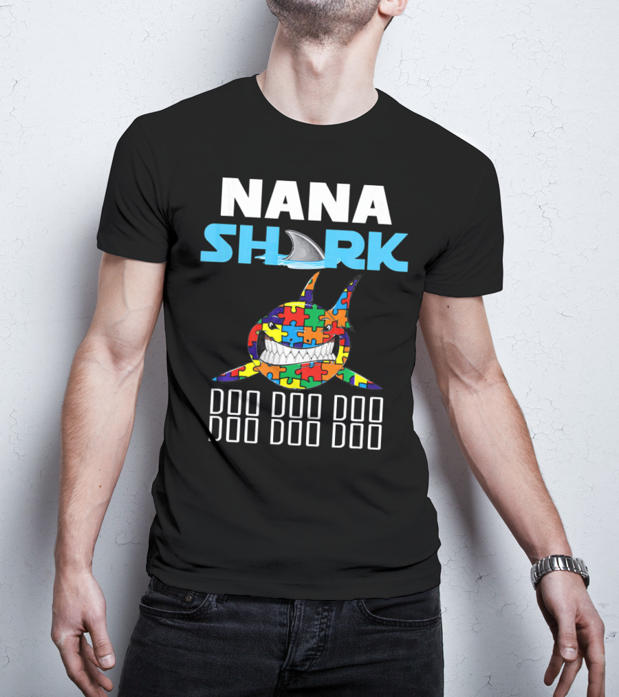 Nana Shark Autism Awareness Puzzle Doo Doo Doo T-Shirt