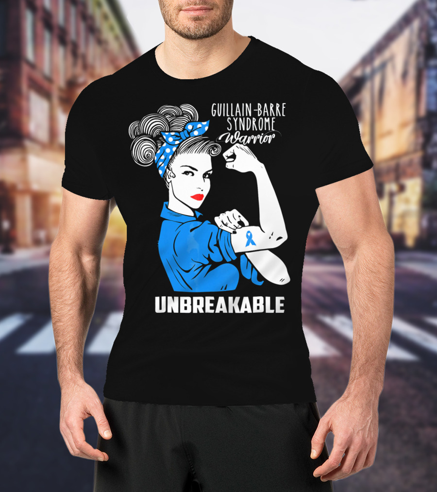 Guillain-Barre Syndrome Warrior Unbreakable Retro Strong Woman With Awareness T-Shirt