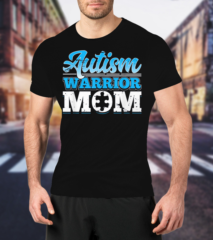 Autism Warrior Mom Awareness Puzzle Piece T-Shirt