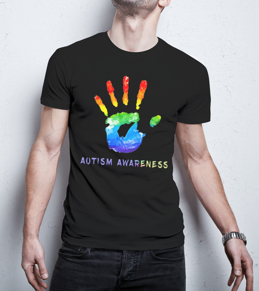 Autism Awareness Colorful Rainbow Handprint T-Shirt