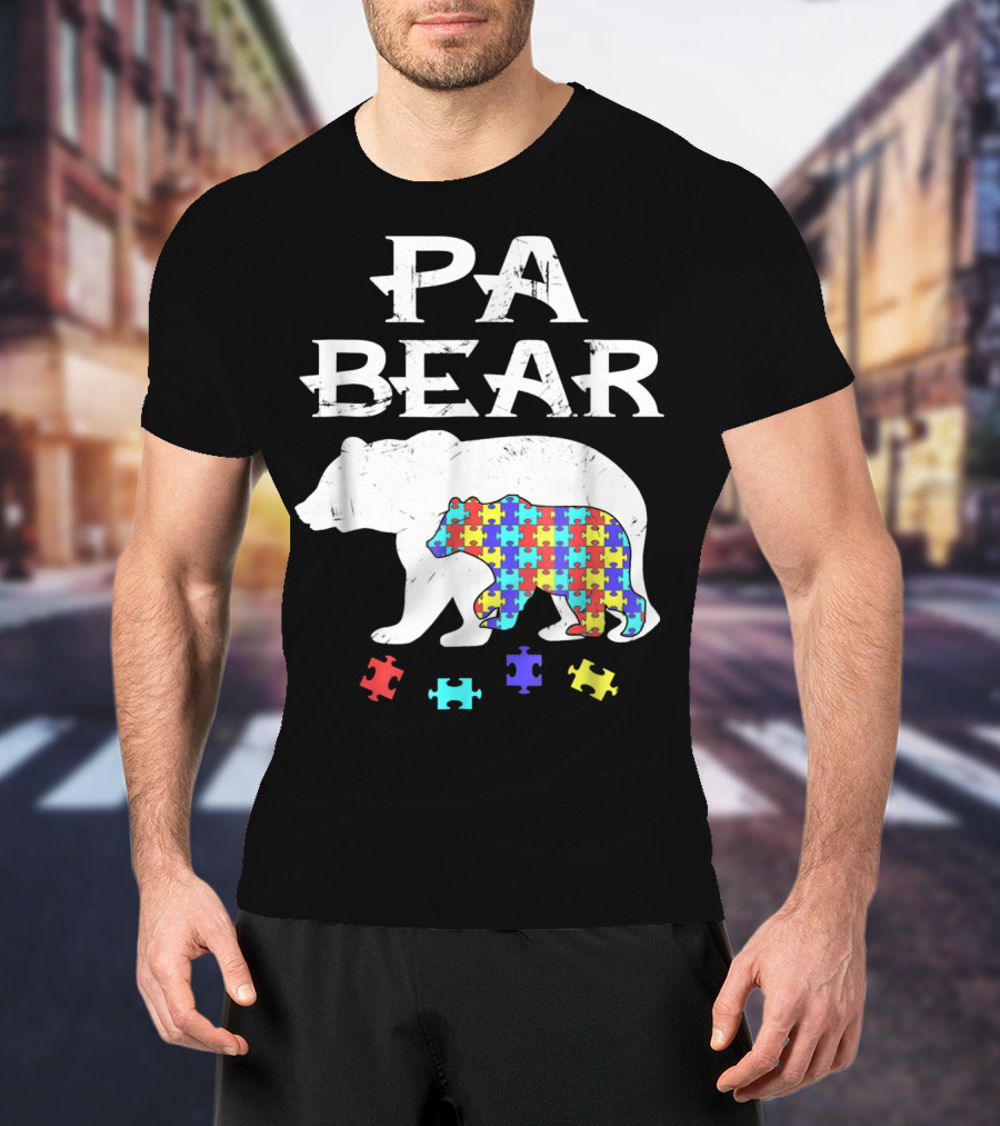 PA Bear With Autism Awareness Puzzle Pieces T-Shirt