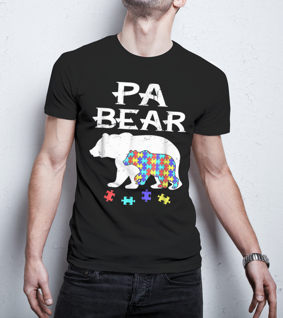 PA Bear With Autism Awareness Puzzle Pieces T-Shirt