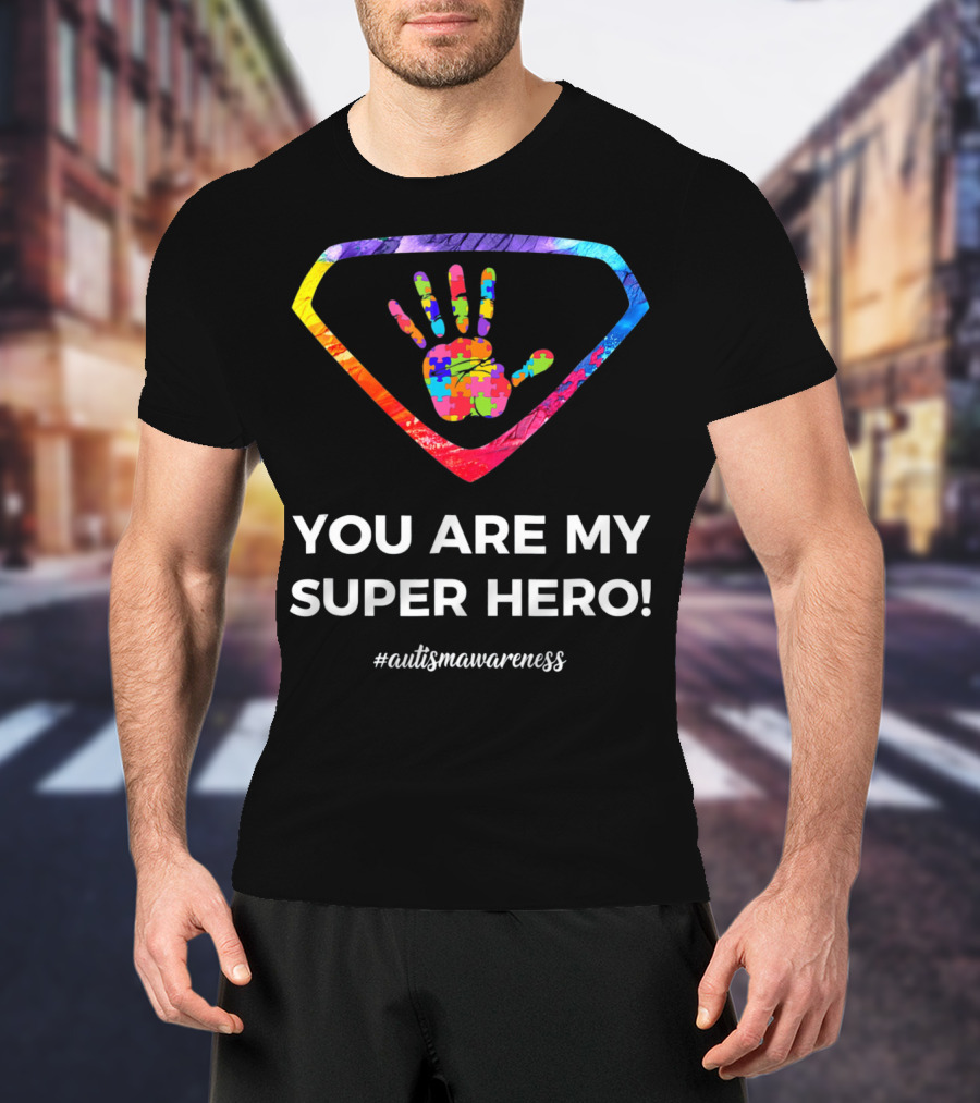 You Are My Superhero Autism Awareness Handprint Puzzle T-Shirt