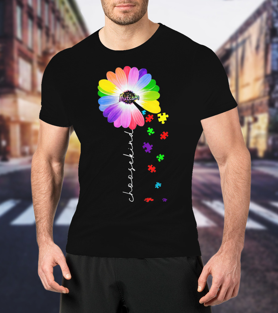 Daisy Flower Autism Choose Kind Puzzle Pieces Awareness T-Shirt