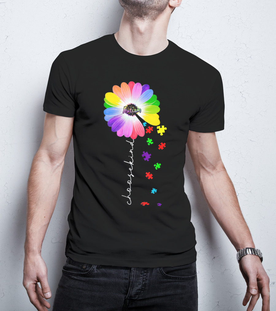 Daisy Flower Autism Choose Kind Puzzle Pieces Awareness T-Shirt
