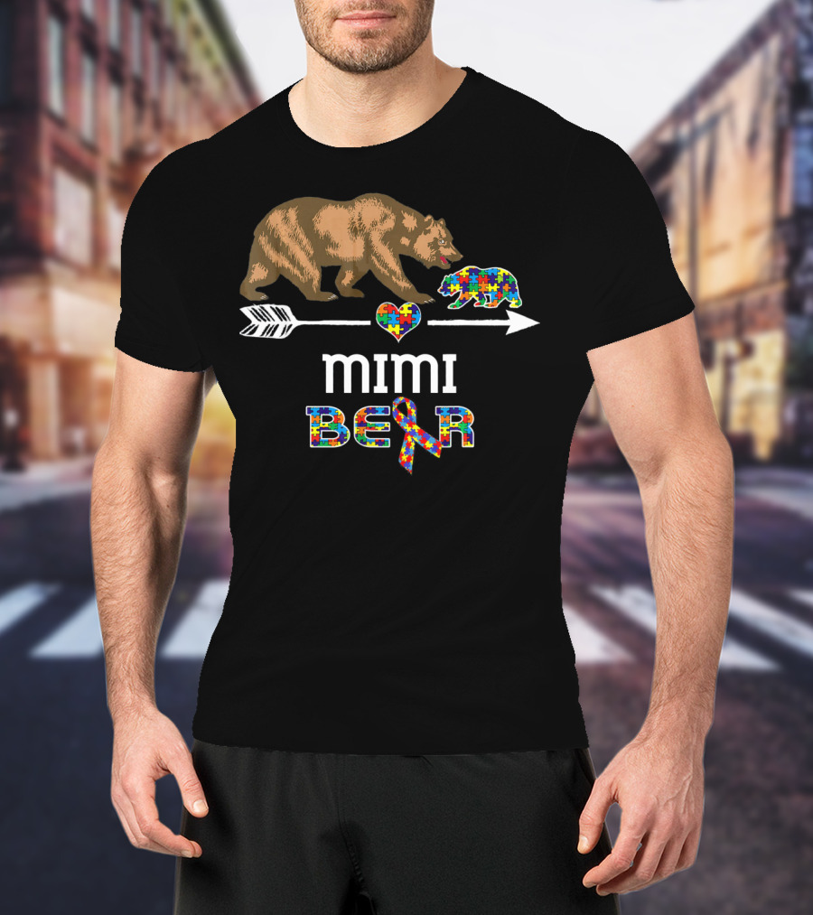 Mimi Bear Autism Awareness Puzzle Heart T-Shirt