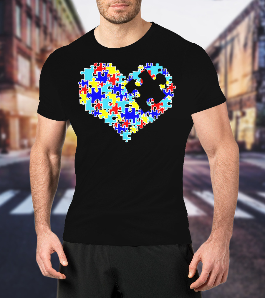 Autism Puzzle Piece Heart Multicolor Symbol For Auti T-Shirt