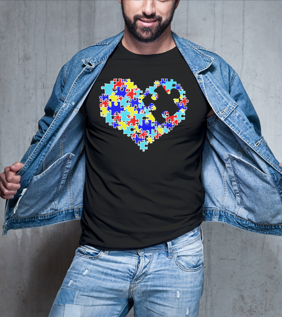 Autism Puzzle Piece Heart Multicolor Symbol For Auti T-Shirt