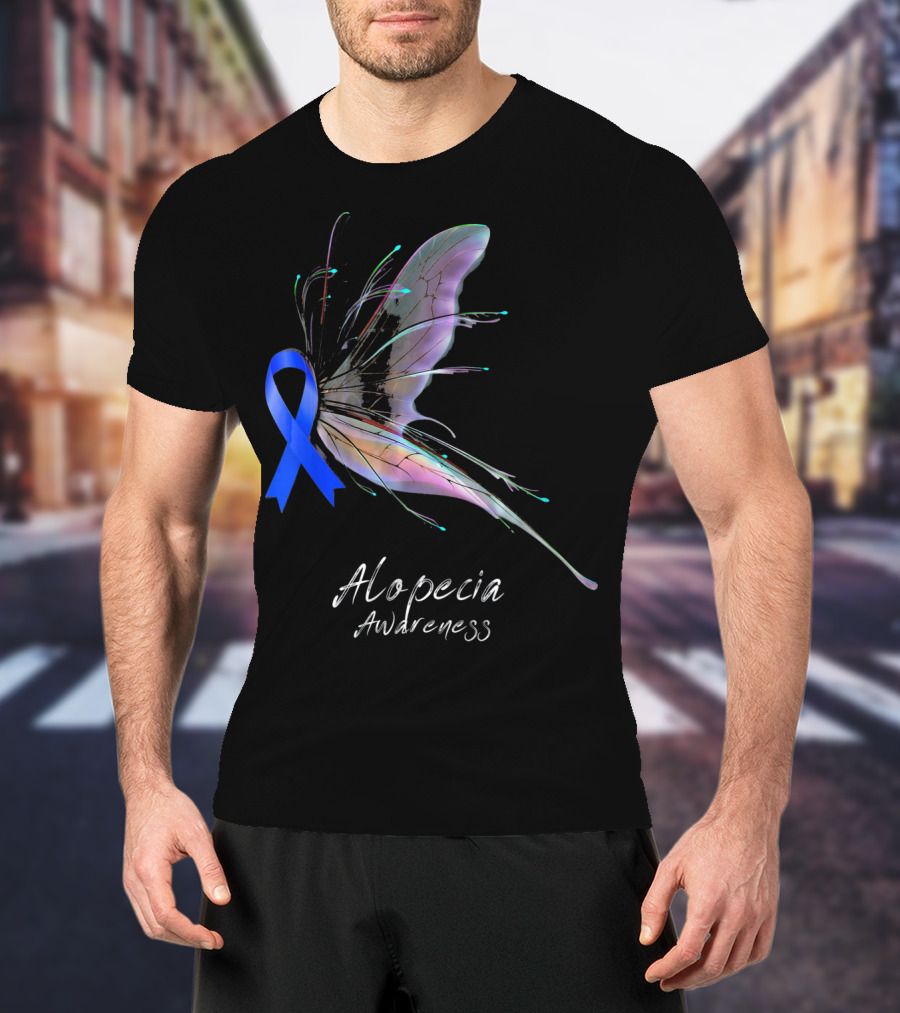 Alopecia Awareness Butterfly Blue T-Shirt
