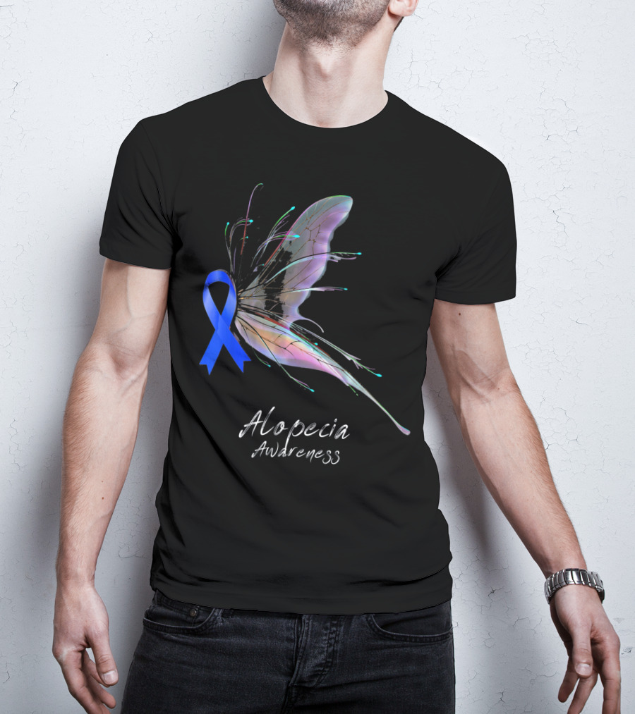 Alopecia Awareness Butterfly Blue T-Shirt
