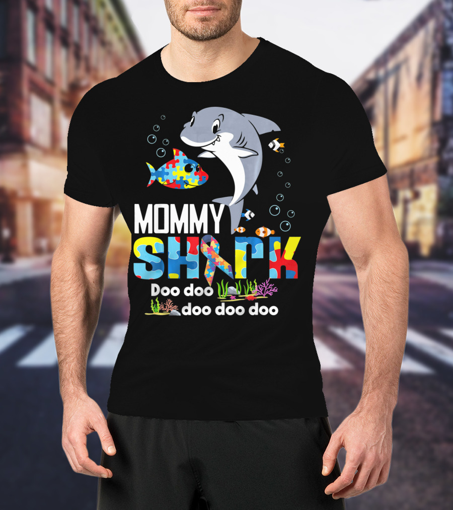 Mommy Shark Autism Doo Doo Doo Autism Puzzle T-Shirt